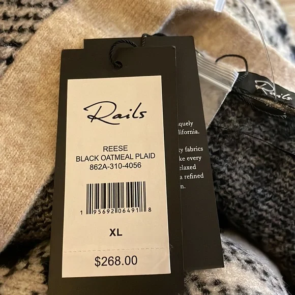 NWT Rails Reese Cardigan in Oatmeal Black Plaid - Picture 9 of 14